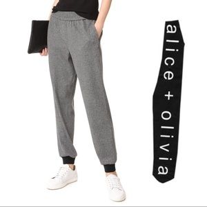 NWT Alice+Olivia Pete Smocked Waist Herringbone Pants